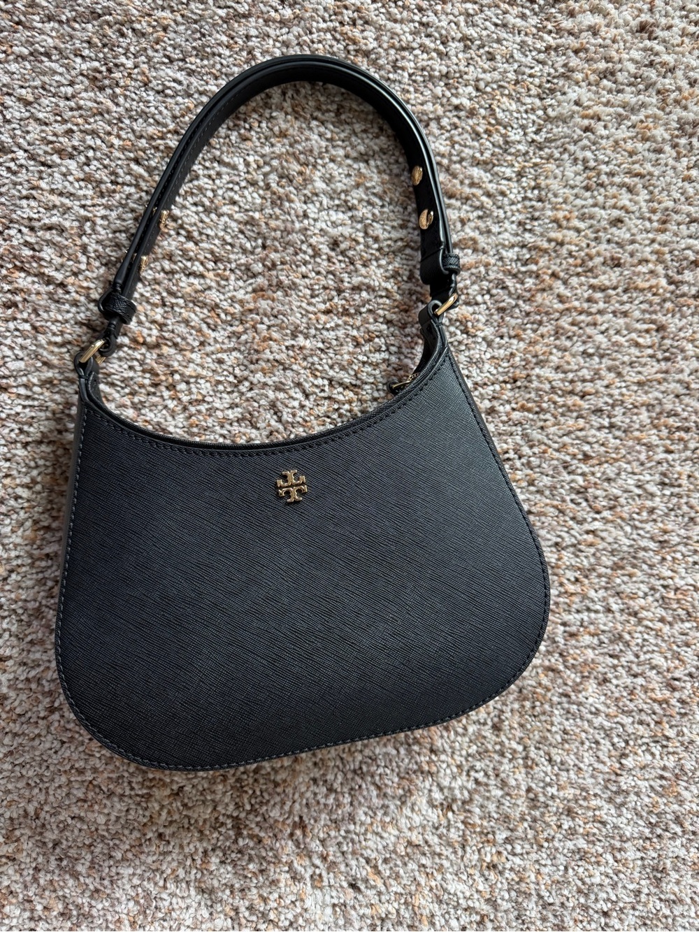 Tory Burch Emerson Saffiano Leather Black Shoulder Bag